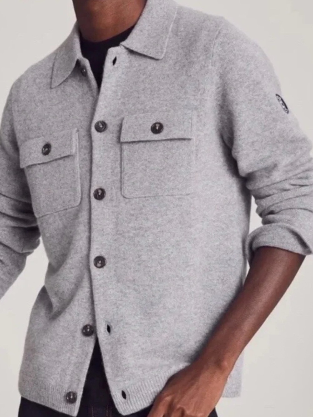 Nomad Gray Cashmere Button-Up Shirt Jacket Size S
